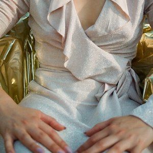 Pink Sparkle Balletcore wrap dress: Women's L